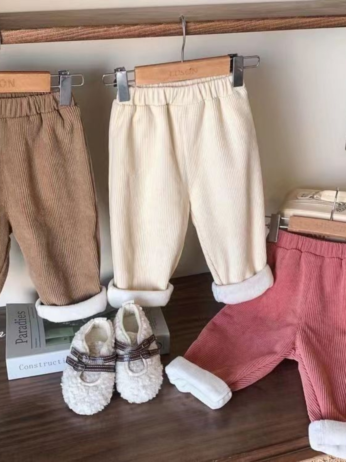 Corduroy Pant Warm - Herbst Winter Fleece-Gefütterte Cordhose mit Geradem
