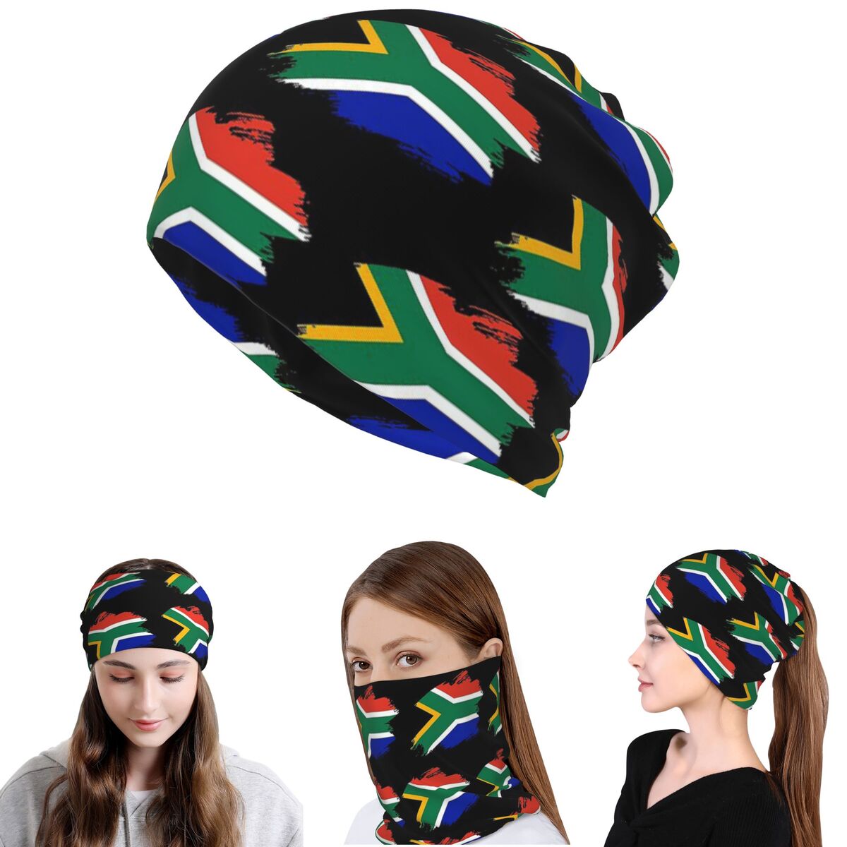Knit Beanie Hat Warm - Südafrikanische Springboks-Flagge, Bandana, Halstuch, magischer Schal,
