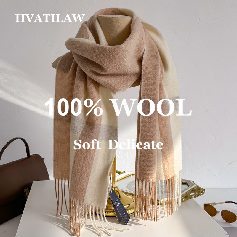 Wool Scarf Men - 100% Wolle Karierter Schal für Damen
