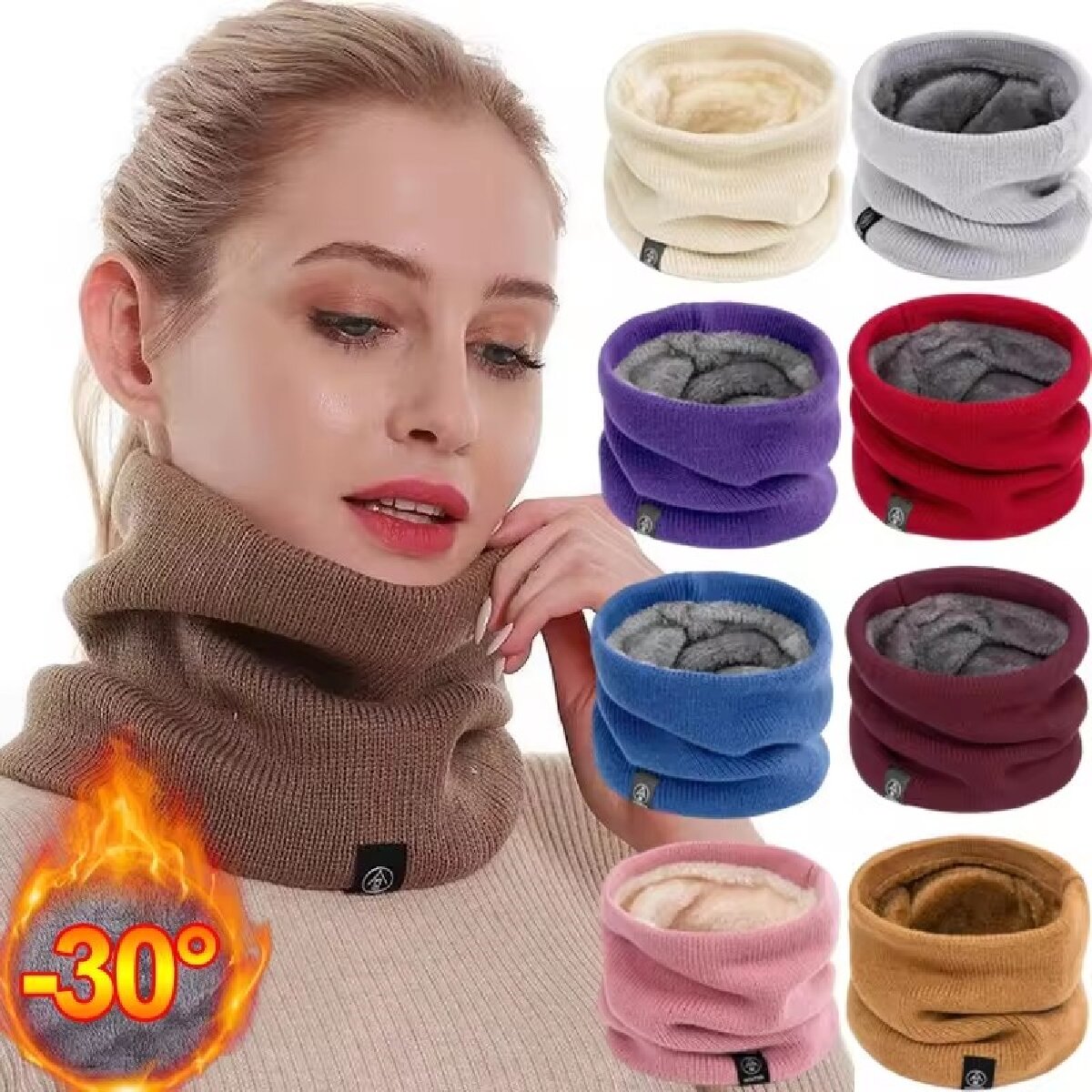 Neck Gaiter Fleece - Solide Winter Plüsch Schalldämpfer Woolen Stricken
